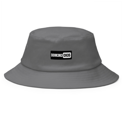 Gray bucket hat with a black-and-white DOM3N3 CH3S logo on the front.