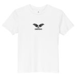 White T-shirt featuring a black winged emblem and the text DOM3N3CH3S beneath.