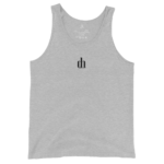 Light gray sleeveless tank top with a small black 'dh' logo centered on the chest.