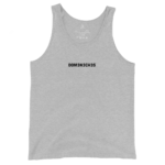 Gray sleeveless tank top with black text 'DOM3N3CH3S' printed across the chest.