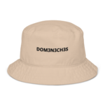 Beige baseball cap facing forward with the text DOM3N3CH3S on the front panel.