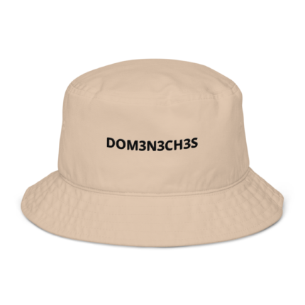 Beige baseball cap facing forward with the text DOM3N3CH3S on the front panel.