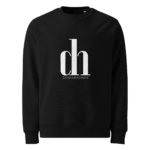 Black crewneck sweatshirt with a white monogram logo on the chest and 'DOM3NCH3S' underneath.