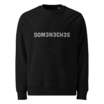 Black crewneck sweatshirt with light gray text reading 'DOM3N3CH3S' across the chest.