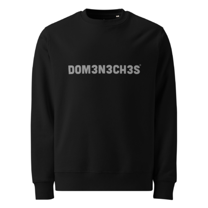Black crewneck sweatshirt with light gray text reading 'DOM3N3CH3S' across the chest.