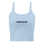 Light blue sleeveless shirt with bold black text DOM3N3CH3S across the chest.