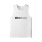White tank top with a gray 'DOM3N3CH3S' text graphic across the chest.