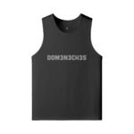 Dark gray sleeveless tank top with light gray 'DOM3N3CH3S' text across the chest.