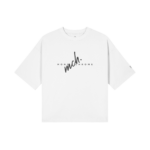 White T-shirt with a centered black Monochrome logo on the chest.