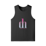 Black sleeveless tank top with a pink gradient 'cn' logo centered on the chest and small brand text below.